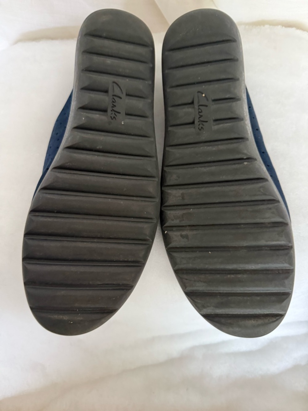 Clarks Navy Suede Perforated Slip-On Loafers - Picture 4 of 4